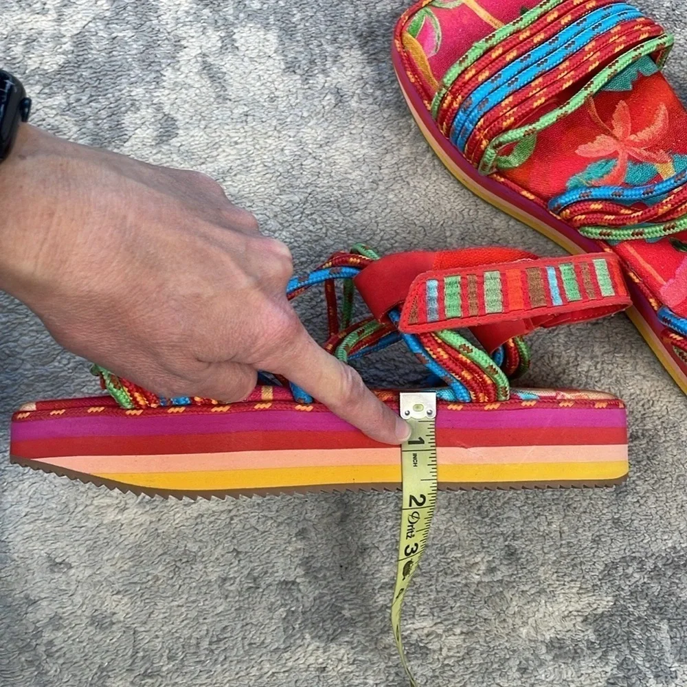 New Farm Rio Tropical Platform Sandal Multicolor Rope Strappy Sz 12